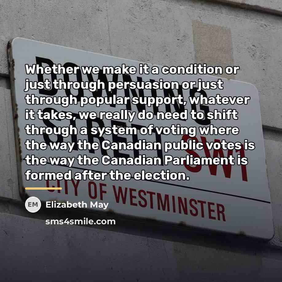 “Whether we make it a condition or just through persuasion…” quote by Elizabeth May