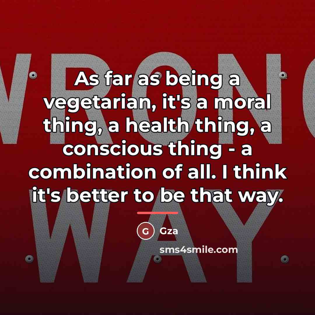 “As far as being a vegetarian, it's a moral thing,…” quote by Gza