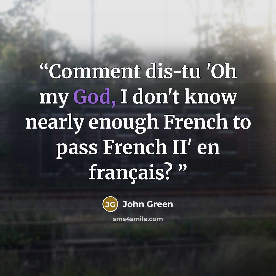 “Comment dis-tu 'Oh my God, I don't know nearly enough French to pass French II' en français?” quote by John Green