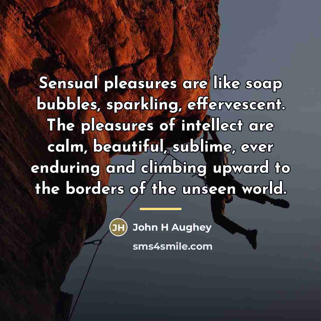 “Sensual pleasures are like soap bubbles, sparkling, effervescent. The pleasures…” quote by John H Aughey