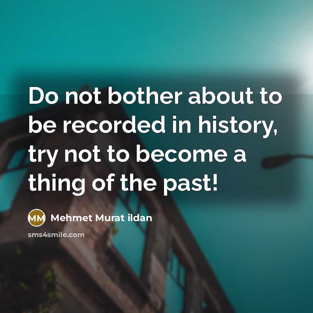 “Do not bother about to be recorded in history, try…” quote by Mehmet Murat Ildan