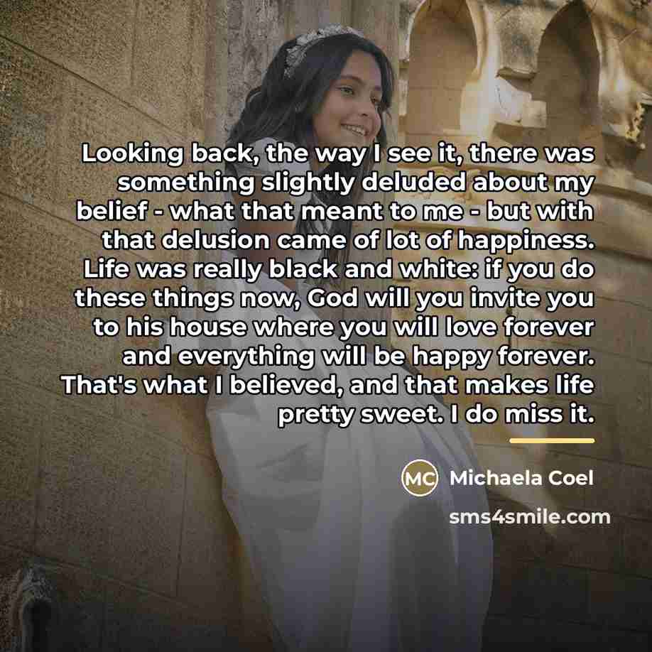“Looking back, the way I see it, there was something…” quote by Michaela Coel