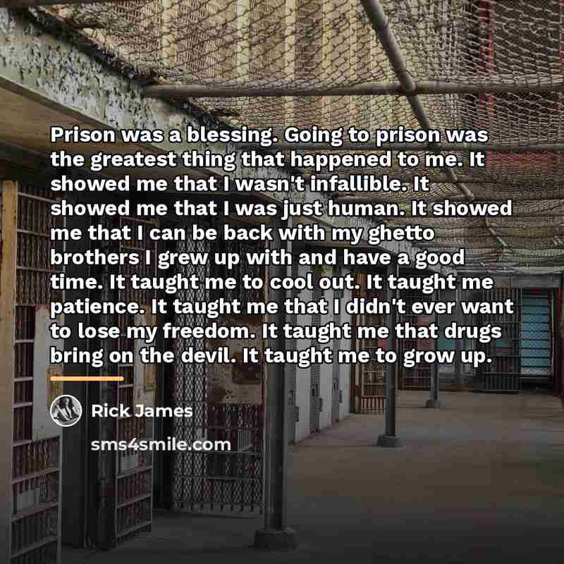 “Prison was a blessing. Going to prison was the greatest…” quote by Rick James