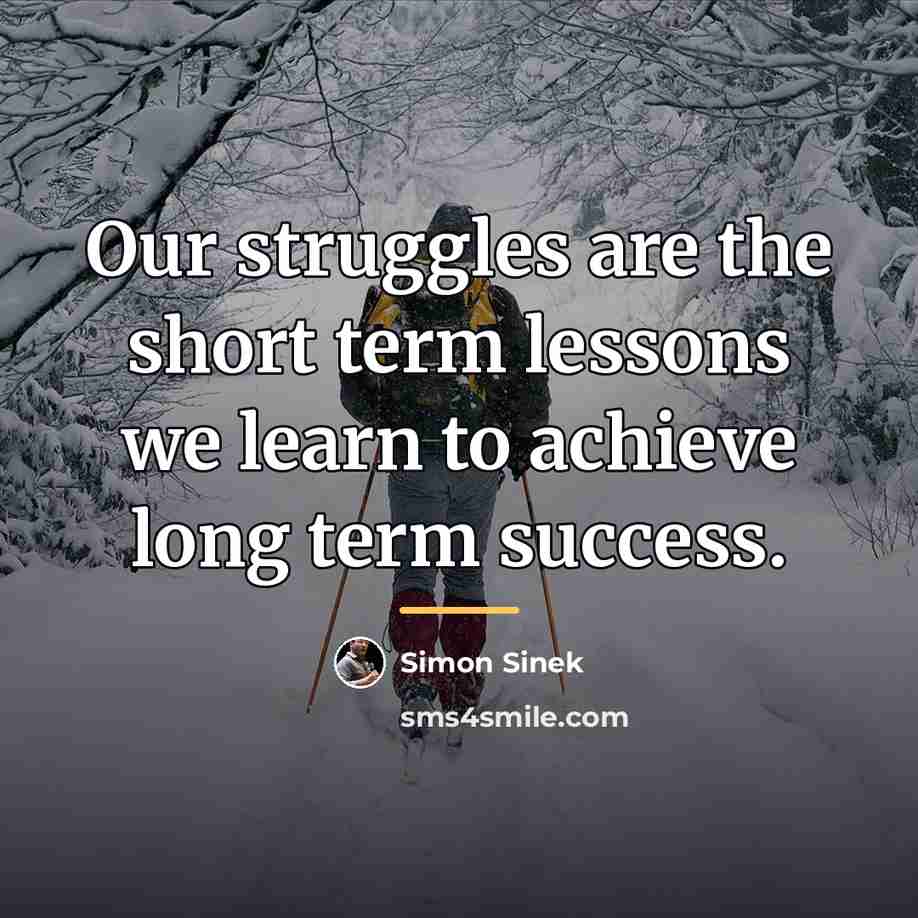 “Our struggles are the short term lessons we learn to…” quote by Simon Sinek