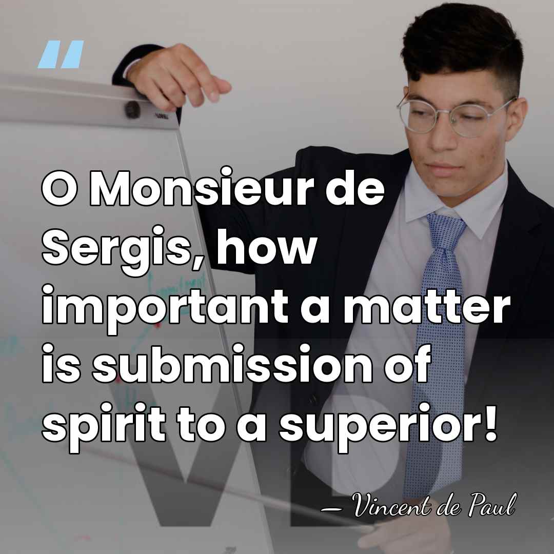 O Monsieur de Sergis, how important a matter is submission of spirit&hellip; - Vincent de Paul