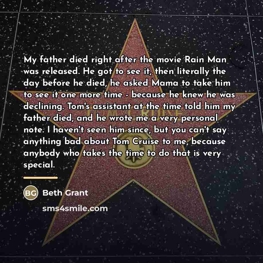“My father died right after the movie Rain Man was…” quote by Beth Grant