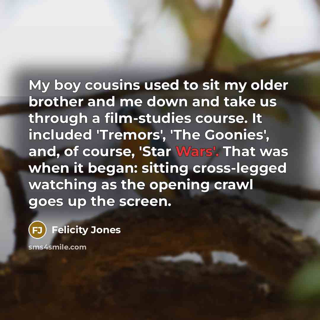 “My boy cousins used to sit my older brother and…” quote by Felicity Jones
