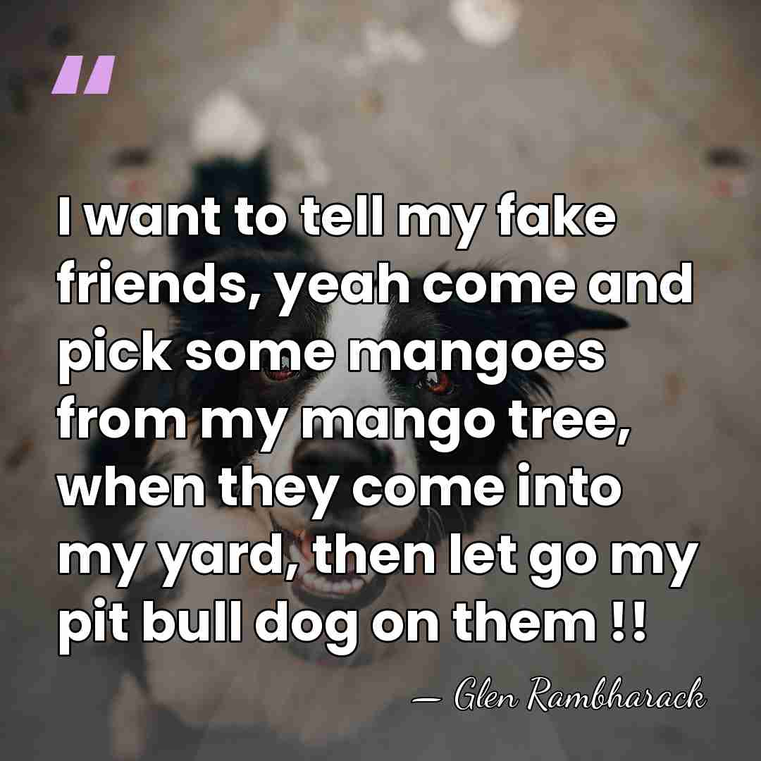 I want to tell my fake friends, yeah come and pick some&hellip; - Glen Rambharack