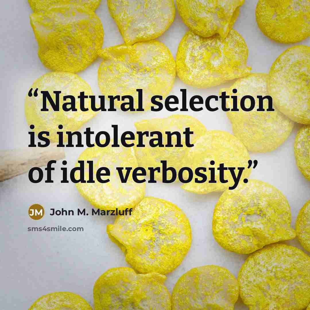“Natural selection is intolerant of idle verbosity.” quote by John M. Marzluff