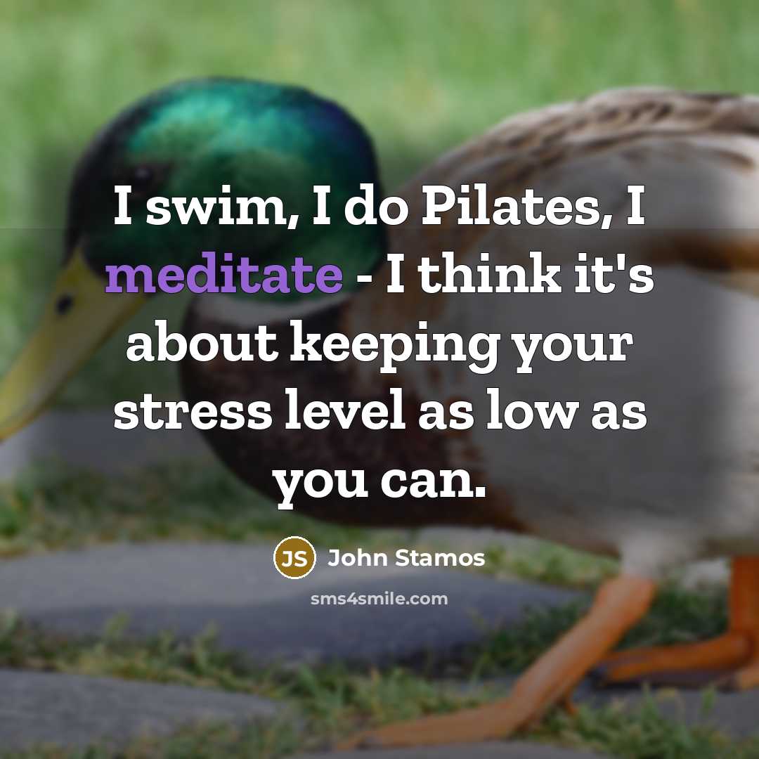 “I swim, I do Pilates, I meditate - I think…” quote by John Stamos