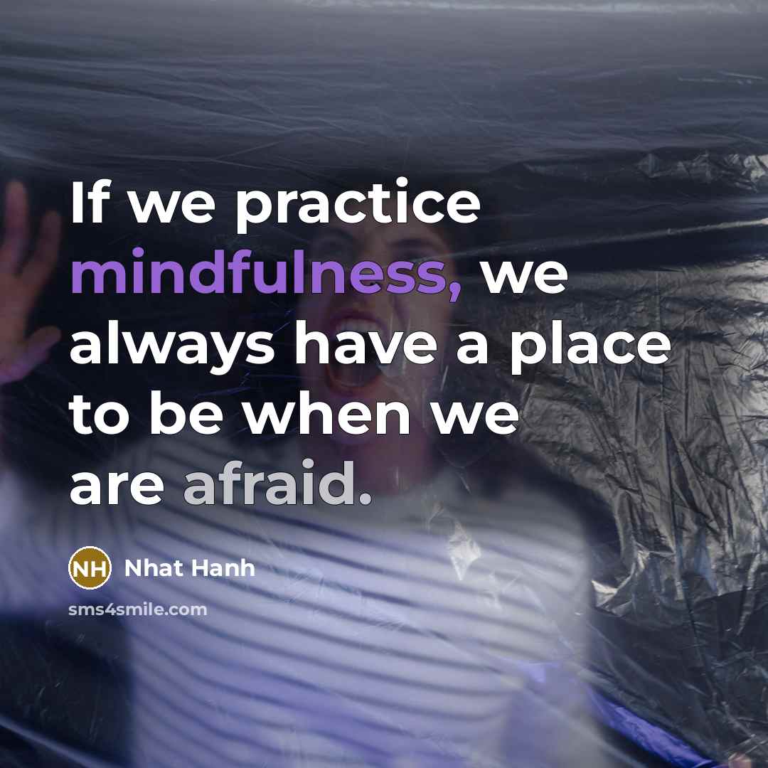 “If we practice mindfulness, we always have a place to be when we are afraid.” quote by Nhat Hanh