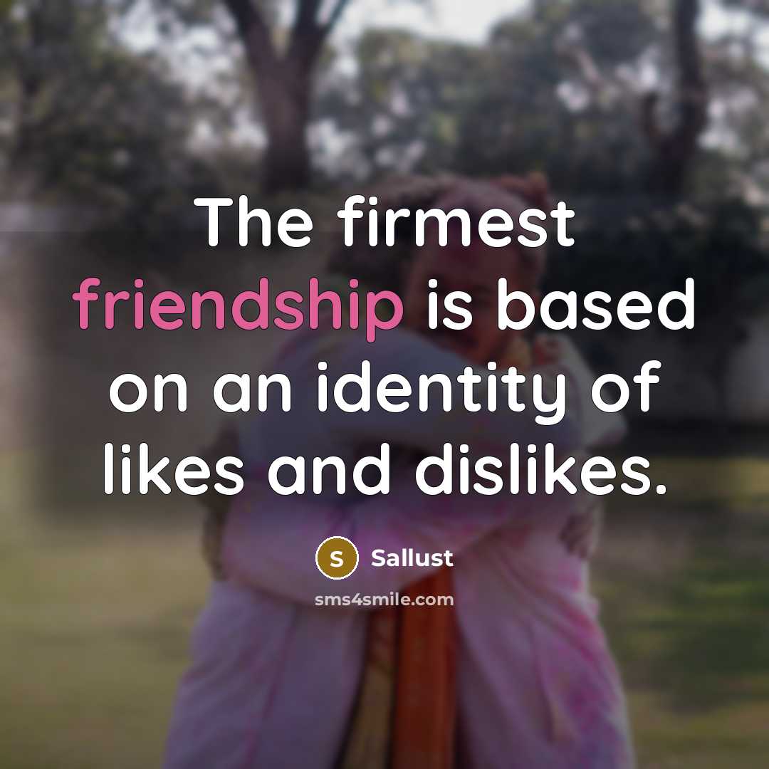 “The firmest friendship is based on an identity of likes…” quote by Sallust
