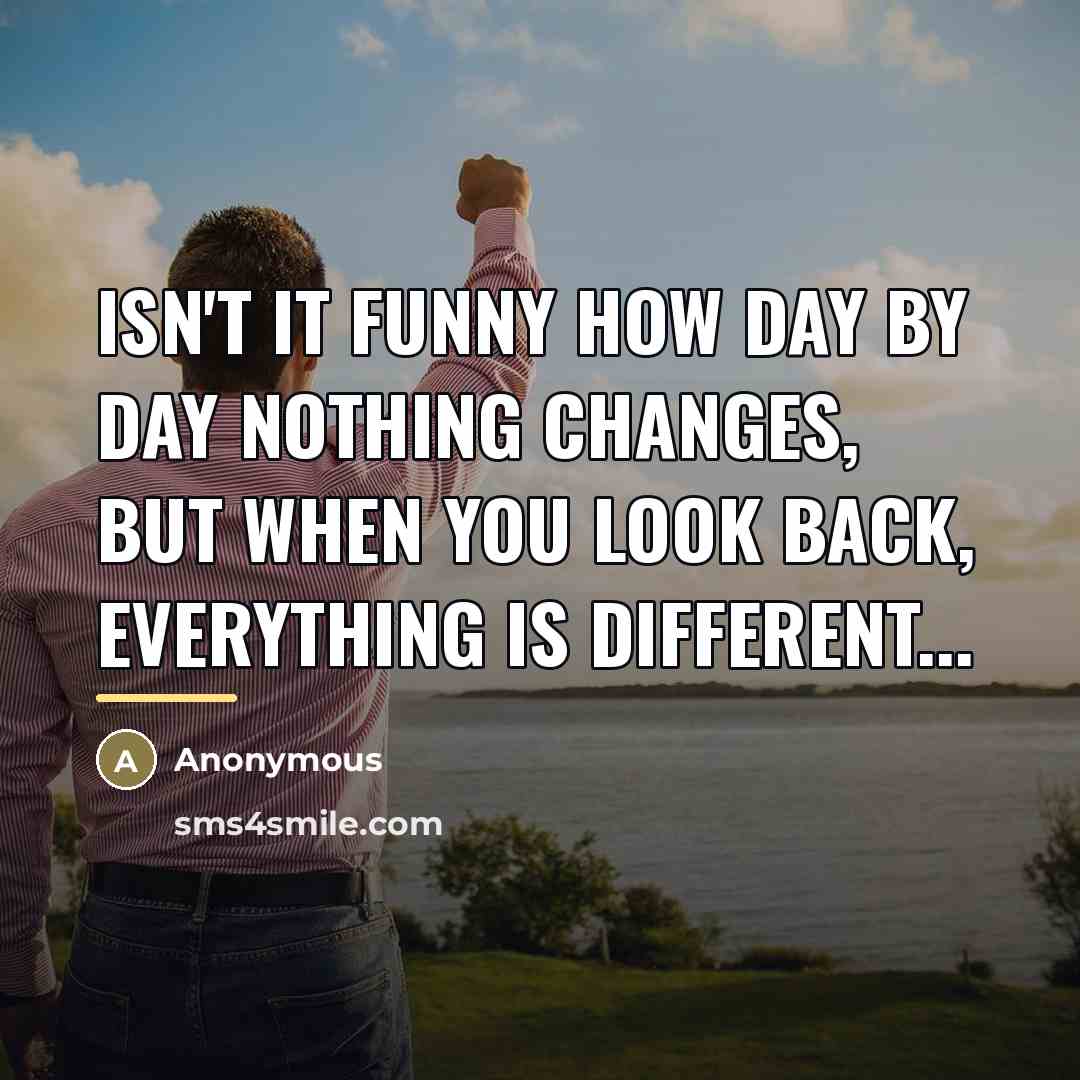 “Isn't it funny how day by day nothing changes, but…” quote by Anonymous