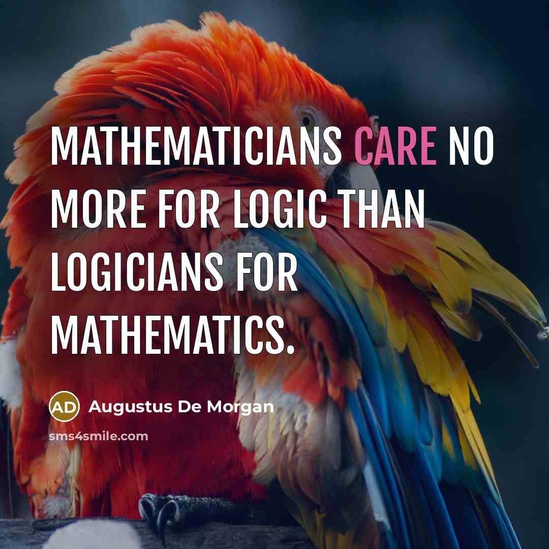 “Mathematicians care no more for logic than logicians for mathematics.…” quote by Augustus De Morgan