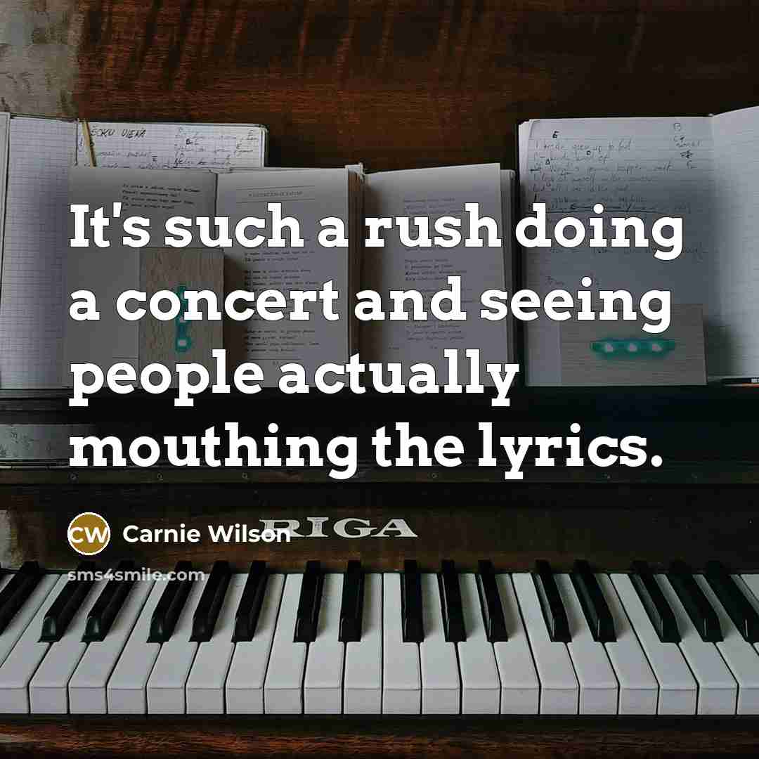 “It's such a rush doing a concert and seeing people…” quote by Carnie Wilson