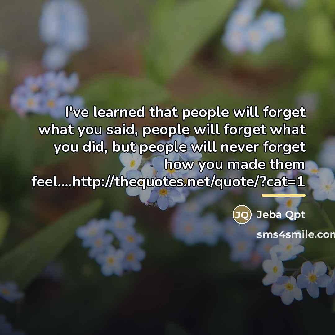 “I've learned that people will forget what you said, people…” quote by Jeba Qpt