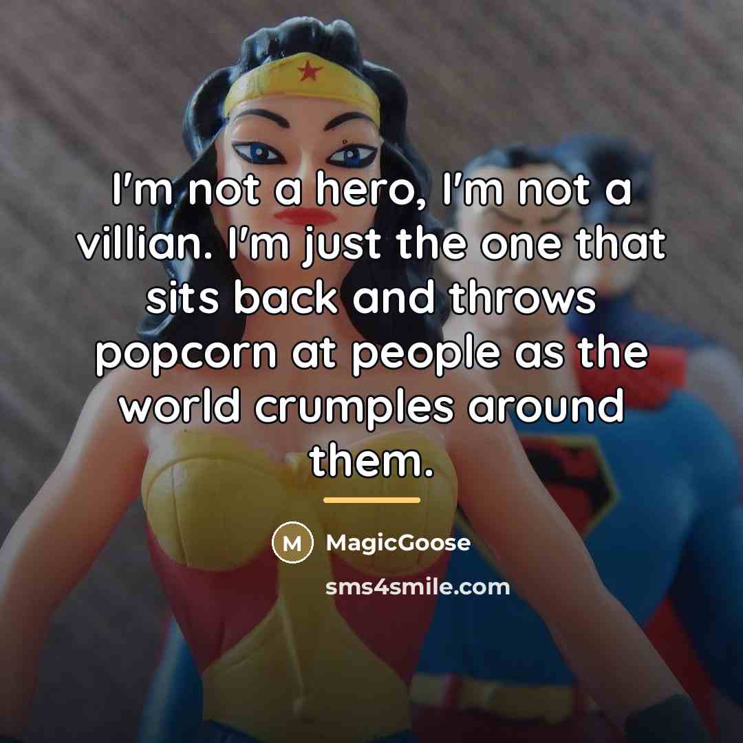 “I'm not a hero, I'm not a villian. I'm just…” quote by MagicGoose