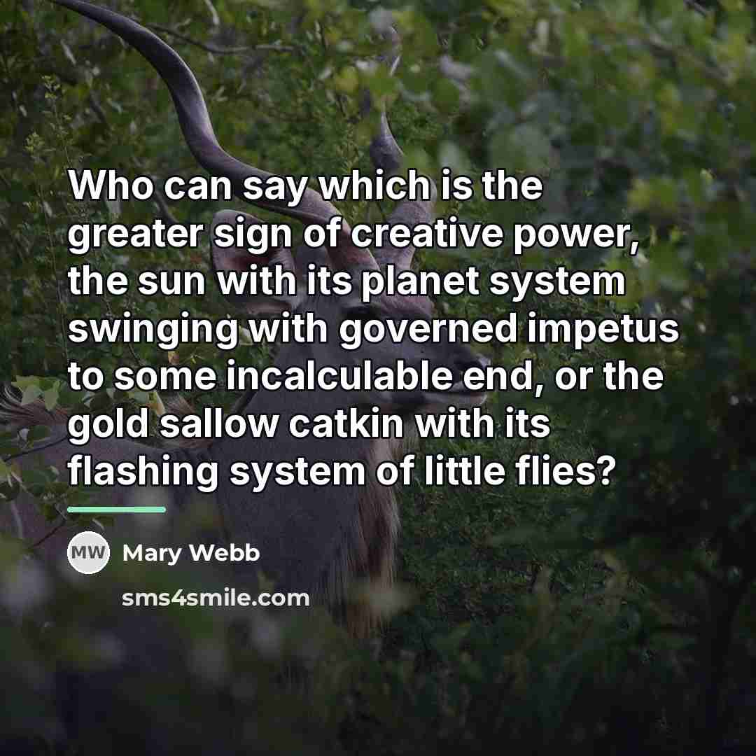 “Who can say which is the greater sign of creative…” quote by Mary Webb