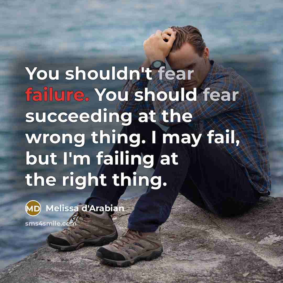 “You shouldn't fear failure. You should fear succeeding at the…” quote by Melissa d'Arabian