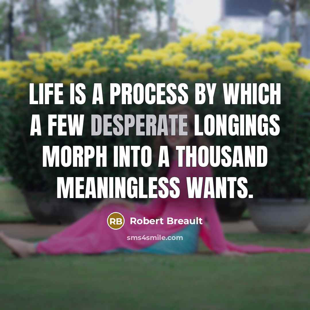 “Life is a process by which a few desperate longings…” quote by Robert Breault