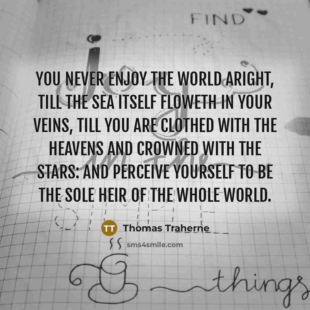 “You never enjoy the world aright, till the sea itself…” quote by Thomas Traherne