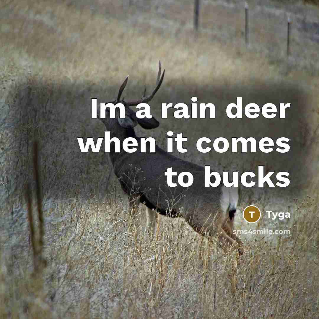 “Im a rain deer when it comes to bucks” quote by Tyga