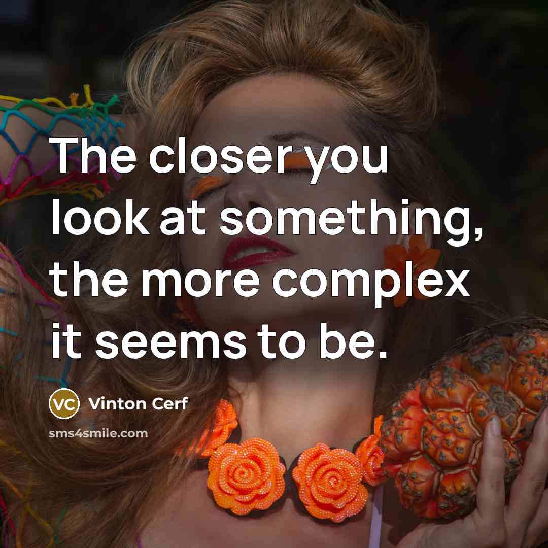 “The closer you look at something, the more complex it seems to be.” quote by Vinton Cerf