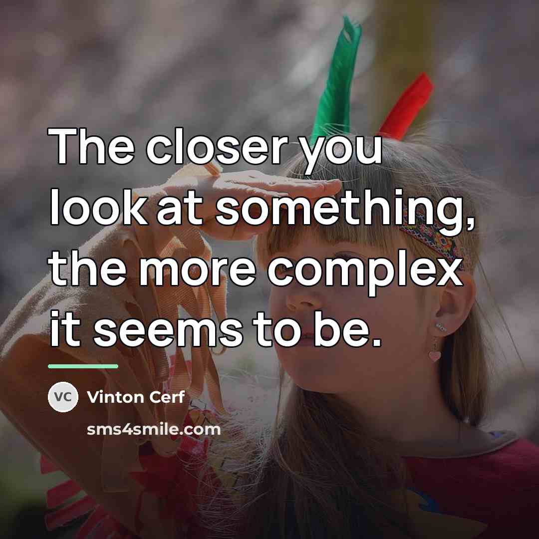 “The closer you look at something, the more complex it…” quote by Vinton Cerf