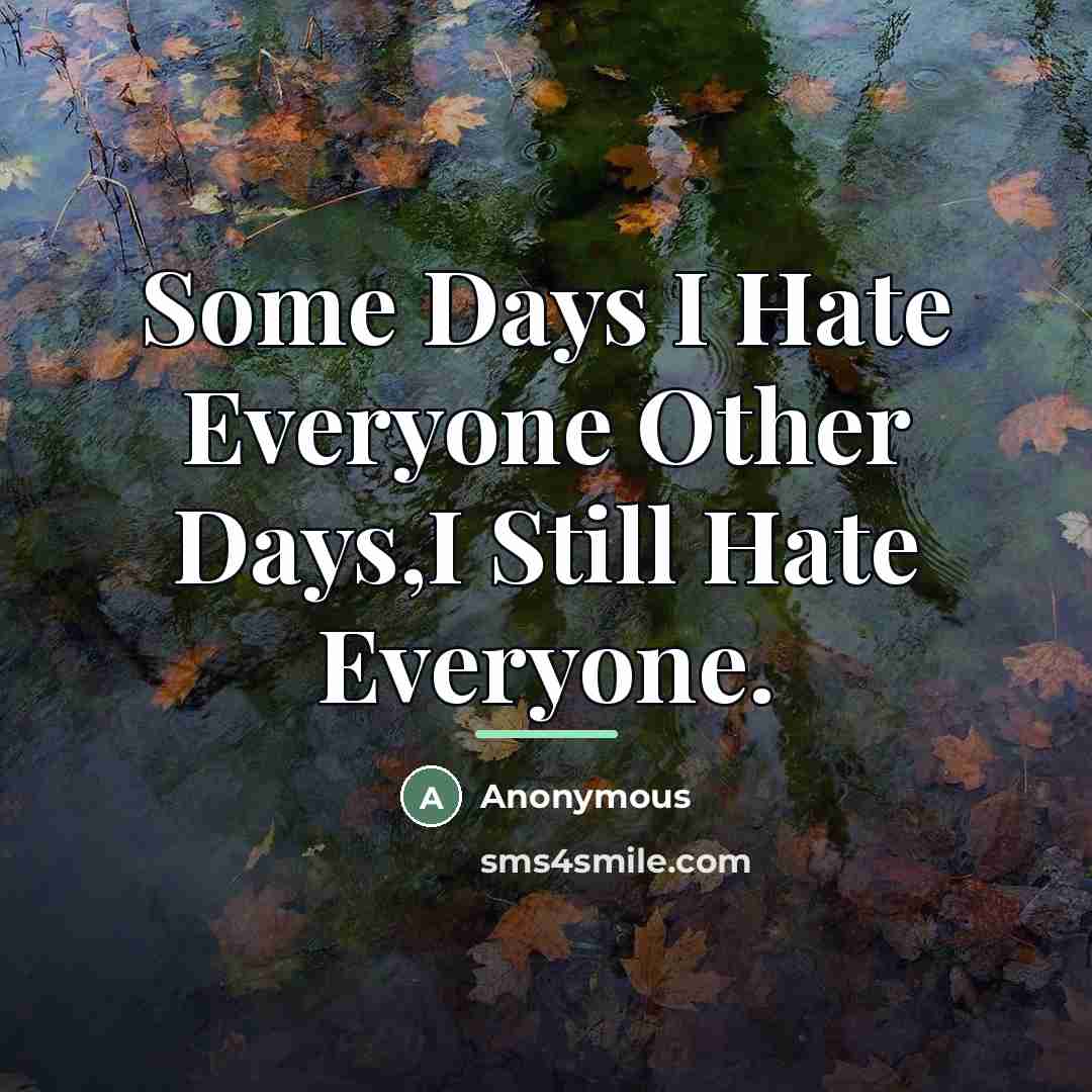 “Some Days I Hate Everyone Other Days,I Still Hate Everyone.…” quote by Anonymous