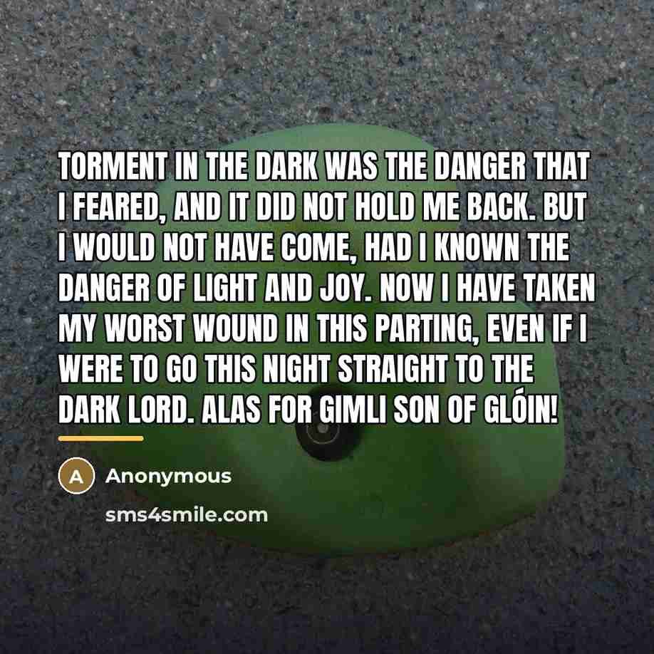 “Torment in the dark was the danger that I feared,…” quote by Anonymous