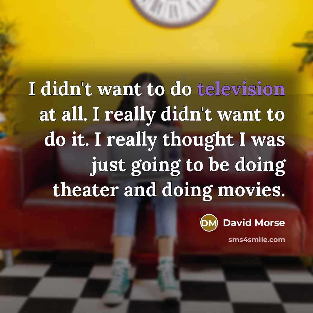 “I didn't want to do television at all. I really…” quote by David Morse