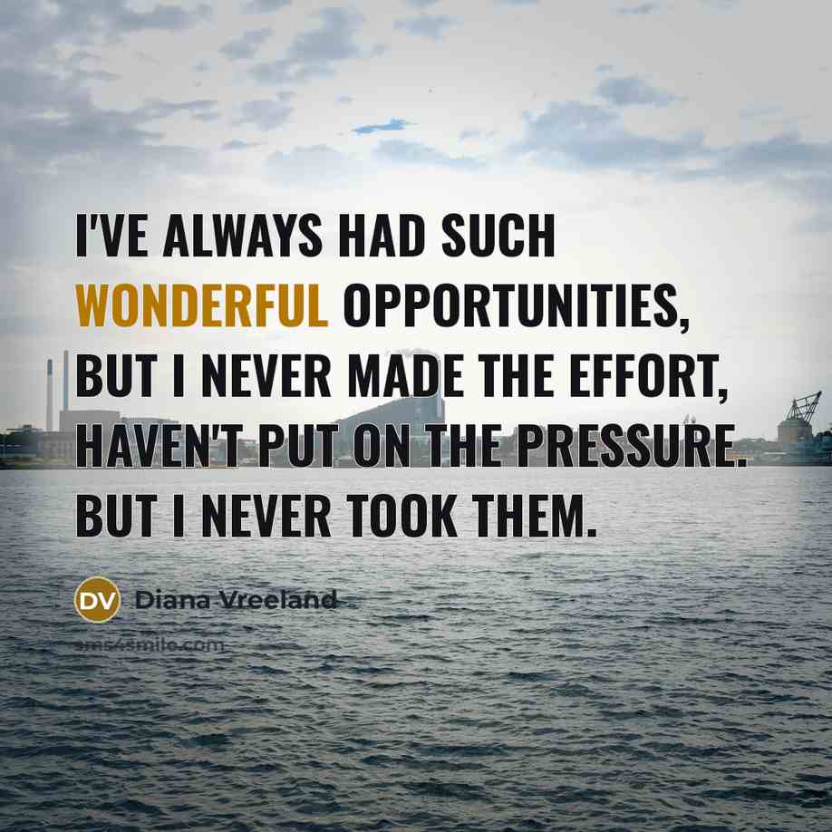 “I've always had such wonderful opportunities, but I never made…” quote by Diana Vreeland