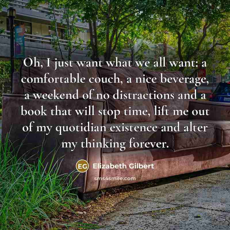 “Oh, I just want what we all want: a comfortable…” quote by Elizabeth Gilbert