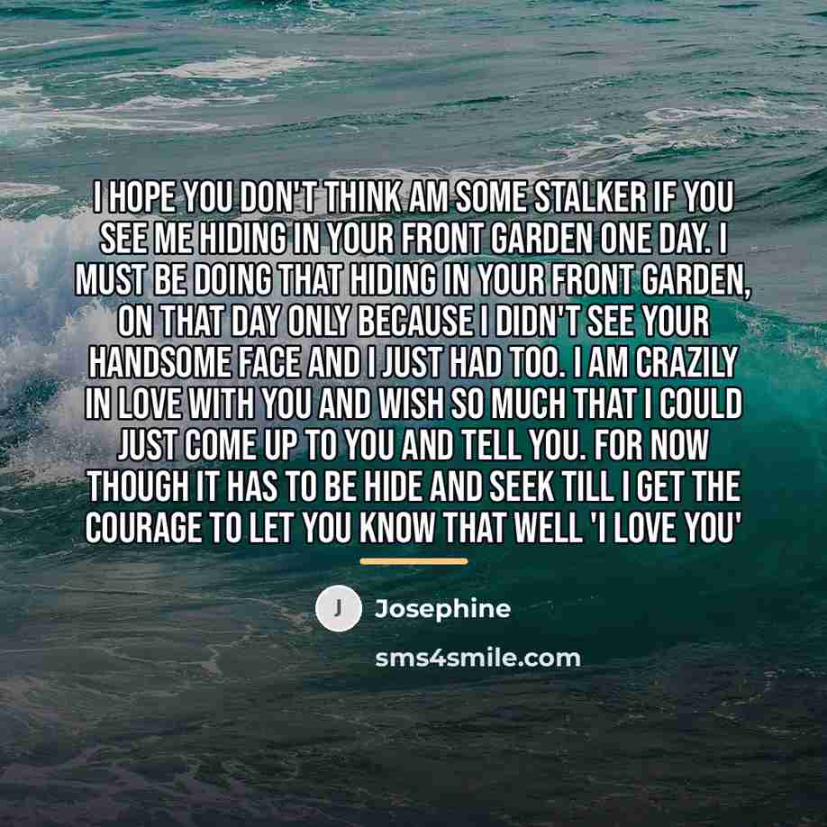 “I hope you don't think am some stalker if you…” quote by Josephine