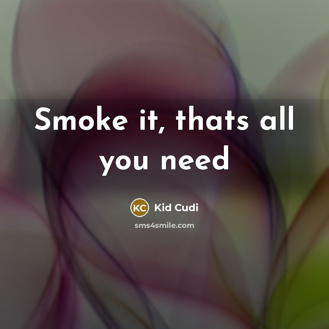 “Smoke it, thats all you need” quote by Kid Cudi