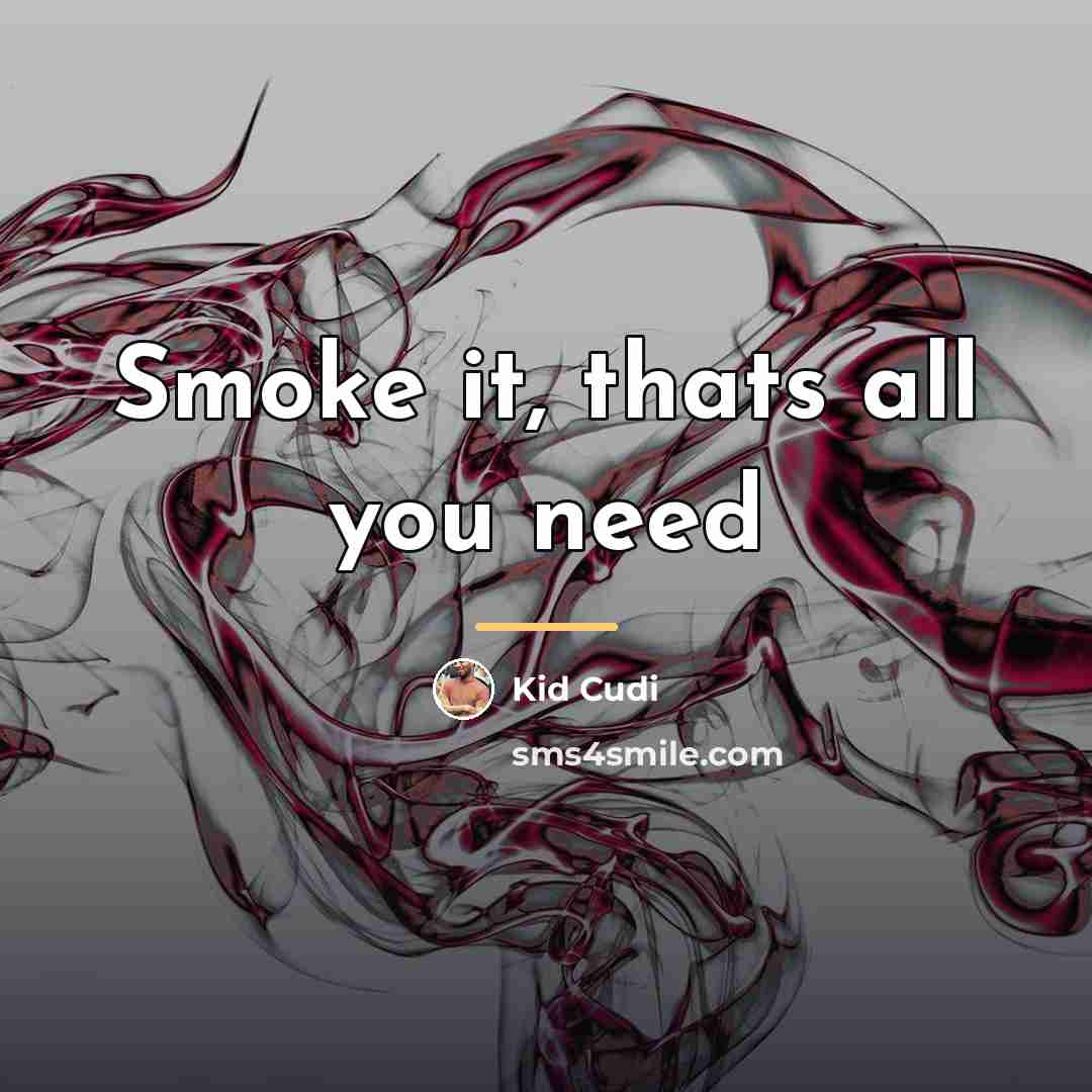 “Smoke it, thats all you need…” quote by Kid Cudi