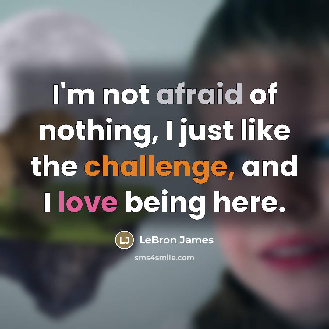 “I'm not afraid of nothing, I just like the challenge,…” quote by LeBron James