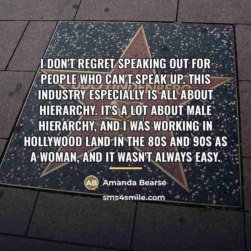 “I don't regret speaking out for people who can't speak…” quote by Amanda Bearse