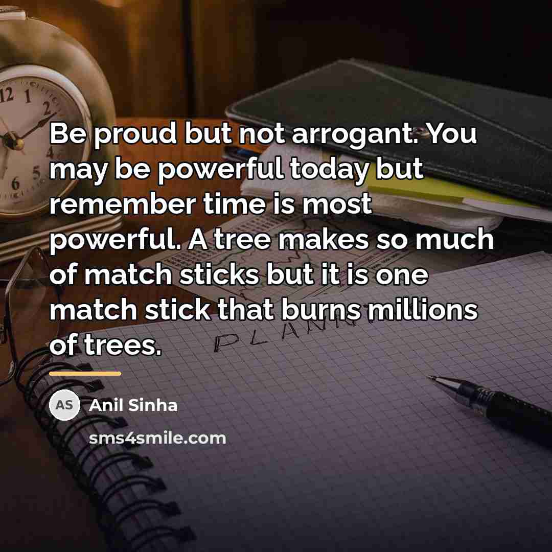 “Be proud but not arrogant. You may be powerful today…” quote by Anil Sinha