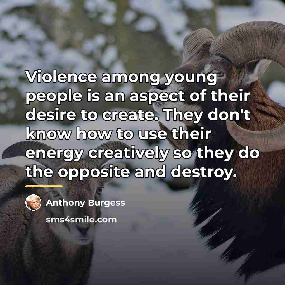“Violence among young people is an aspect of their desire…” quote by Anthony Burgess