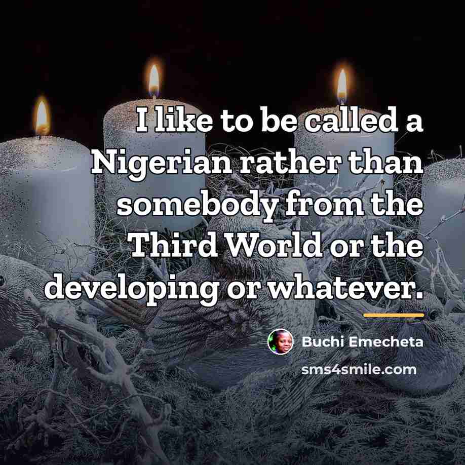 “I like to be called a Nigerian rather than somebody…” quote by Buchi Emecheta