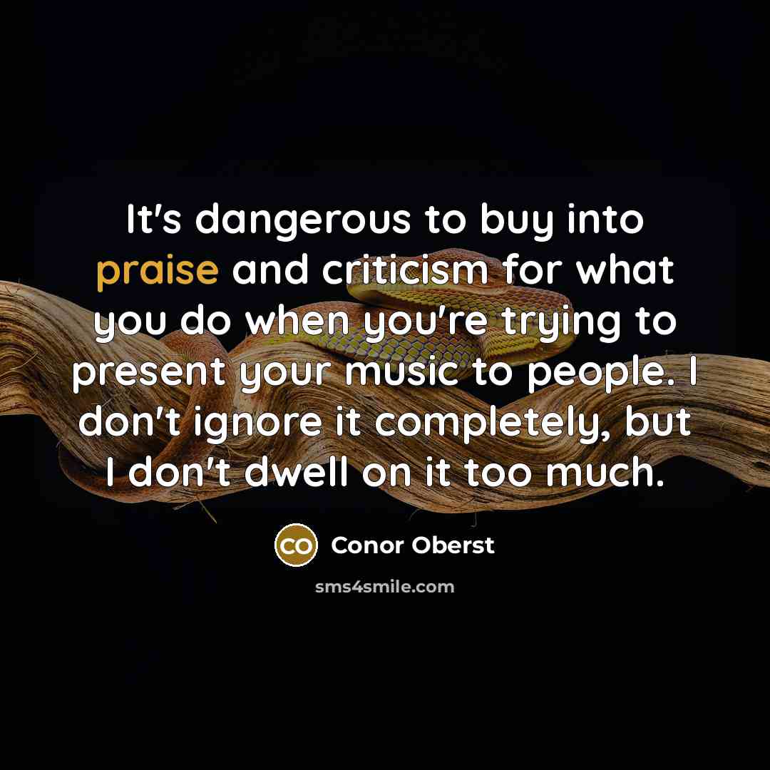 “It's dangerous to buy into praise and criticism for what…” quote by Conor Oberst
