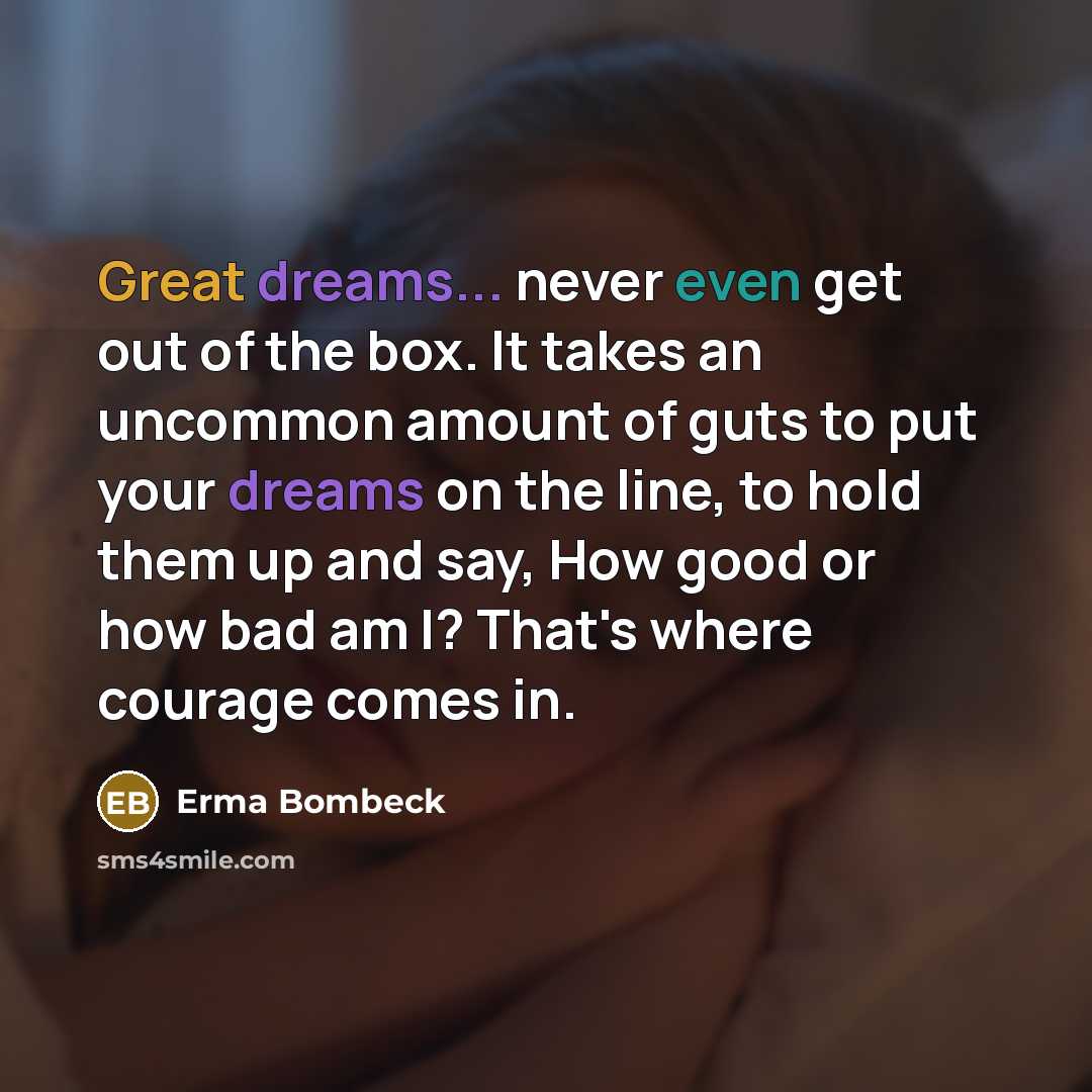 “Great dreams... never even get out of the box. It…” quote by Erma Bombeck
