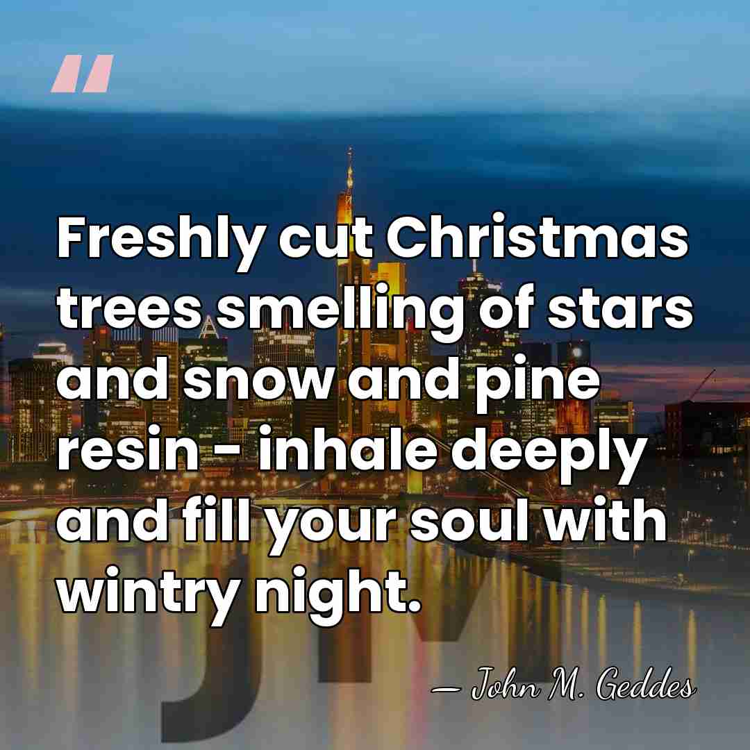 Freshly cut Christmas trees smelling of stars and snow and pine resin&hellip; - John M. Geddes