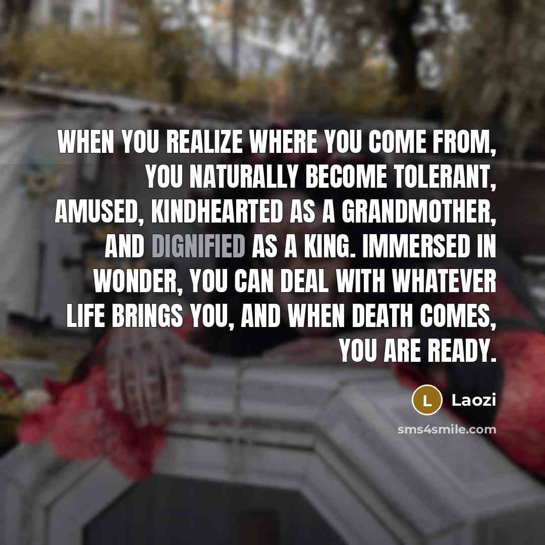 “When you realize where you come from, you naturally become…” quote by Laozi