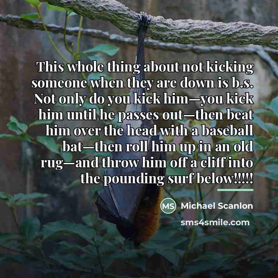 “This whole thing about not kicking someone when they are…” quote by Michael Scanlon