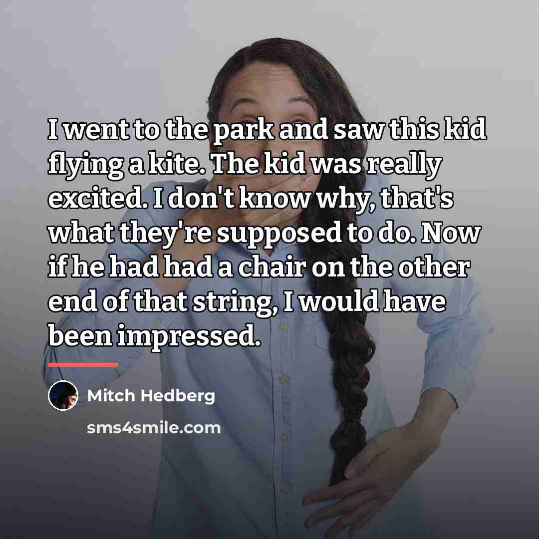 “I went to the park and saw this kid flying…” quote by Mitch Hedberg