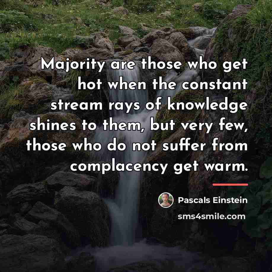 “Majority are those who get hot when the constant stream…” quote by Pascals Einstein