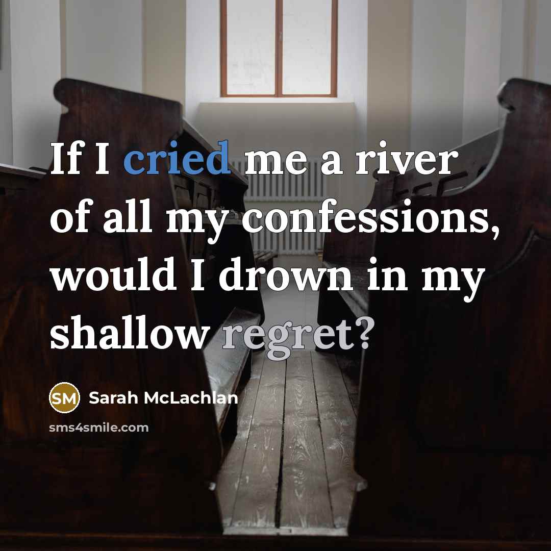 “If I cried me a river of all my confessions,…” quote by Sarah McLachlan