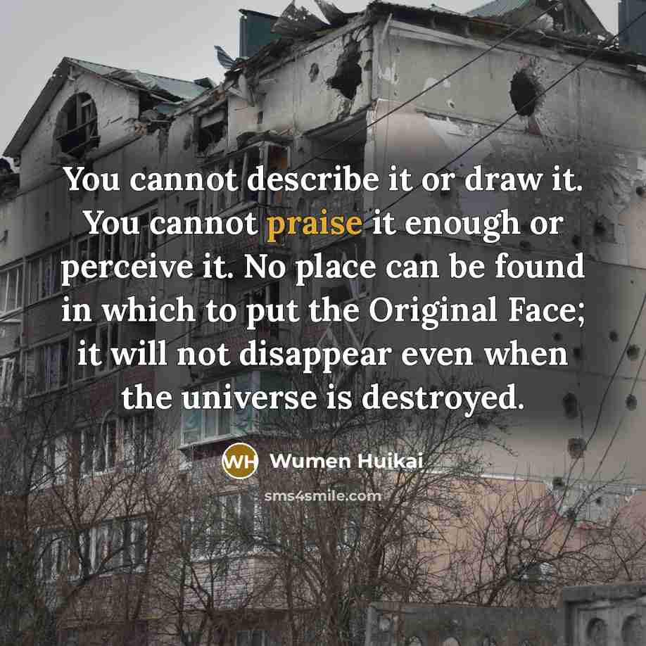 “You cannot describe it or draw it. You cannot praise…” quote by Wumen Huikai
